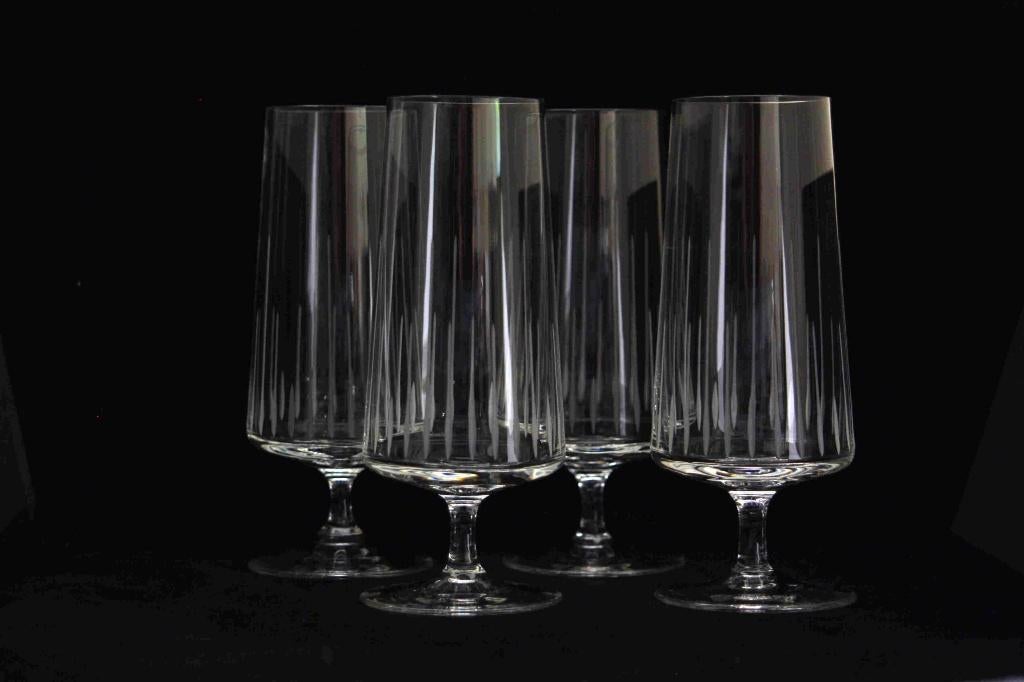 4 X Schott Zwiesel – Champagne fluid – Kristal – Gegraveerd, Ophalen of Verzenden, Gebruikt, Overige typen
