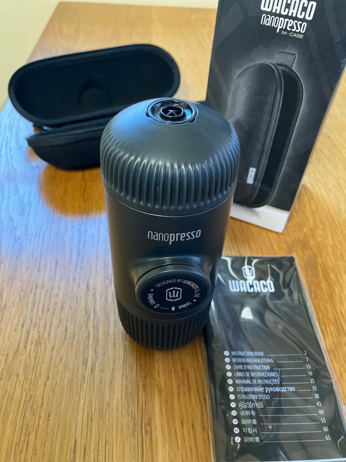 Wacaco Nanopresso espressomaker + Wacaco m-case, Espresso apparaat, Gemalen koffie, Ophalen of Verzenden, Zo goed als nieuw