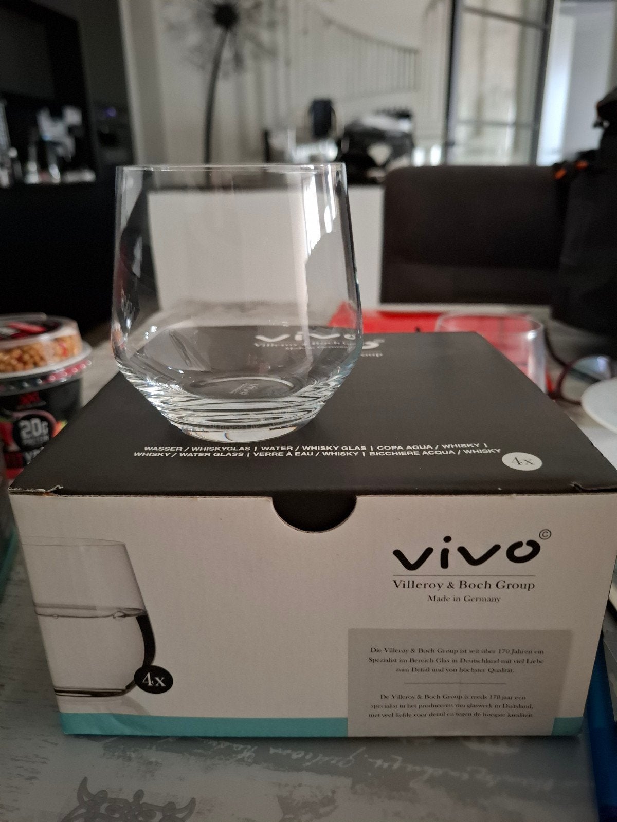 4  nieuwe whisky of waterglazen vivo in doos, Ophalen, Nieuw, Overige typen