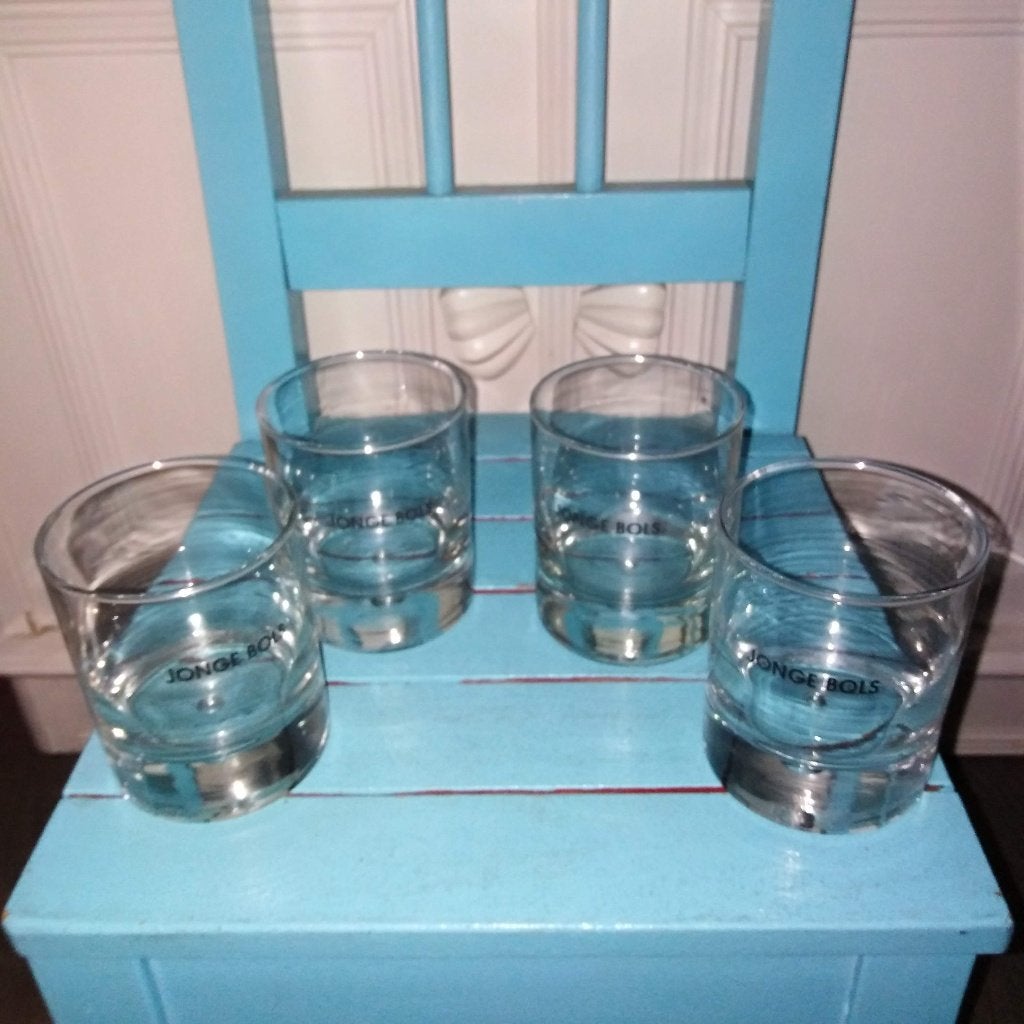 Jonge Bols glazen met druppel 4 stuks, Verzamelen, Glas en Borrelglaasjes, Ophalen, Zo goed als nieuw, Overige typen