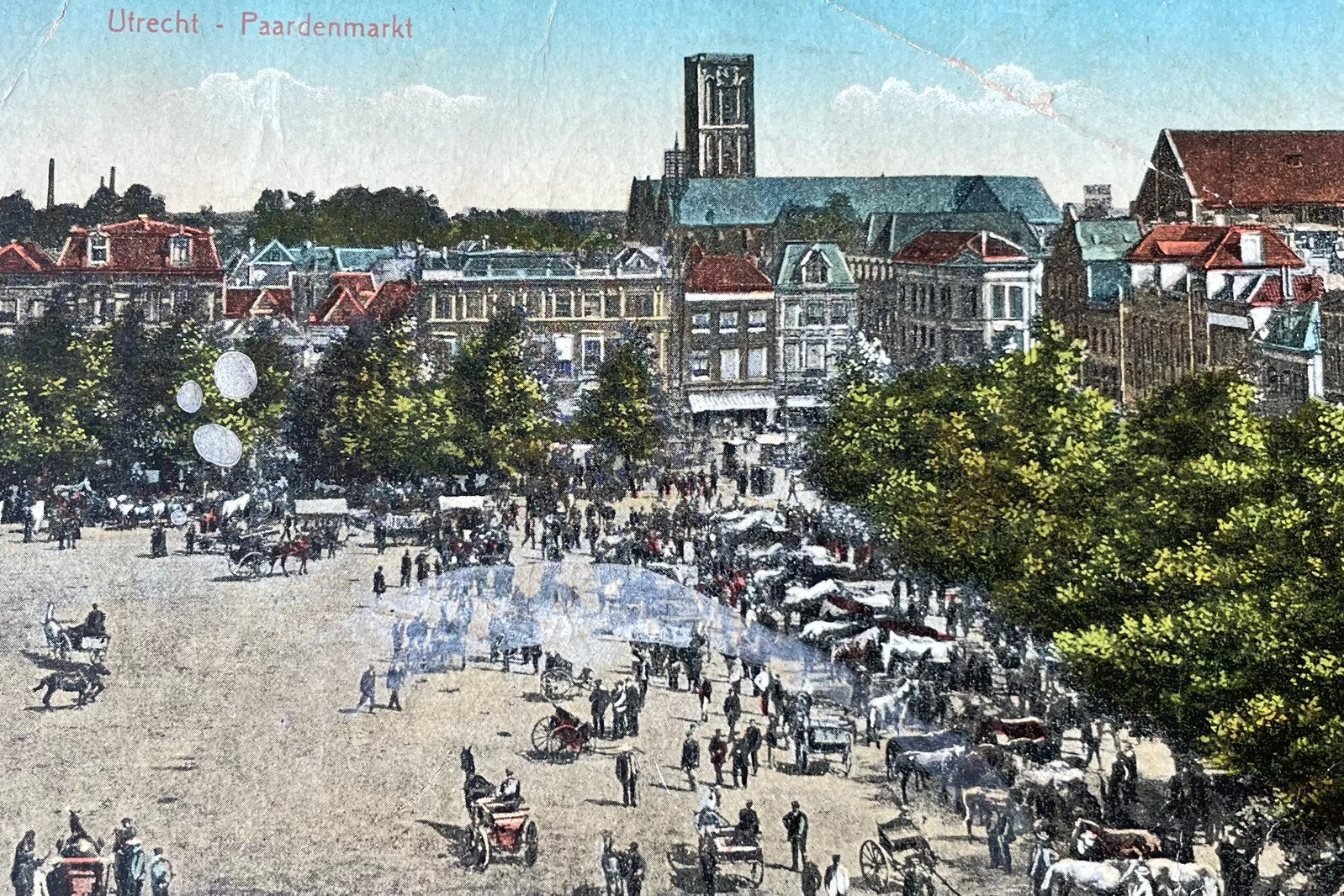 Utrecht De Paardenmarkt 1914, Verzamelen, Ansichtkaarten | Nederland, Ophalen of Verzenden, Voor 1920, Utrecht