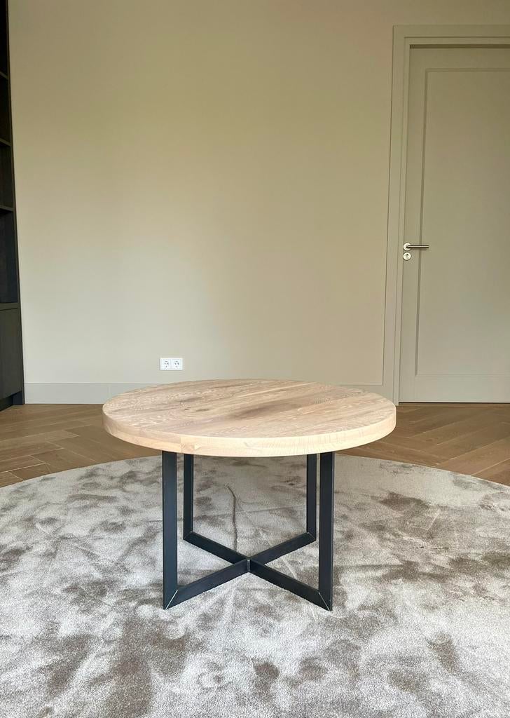 Salontafel en hoektafel rond, Huis en Inrichting, Tafels | Salontafels, Ophalen, 100 tot 150 cm, Rond, Zo goed als nieuw