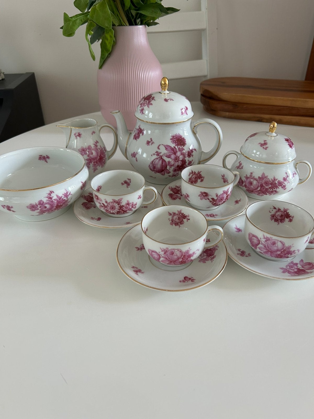 Vintage Thomas Bavaria 3179 Theeservies Roze Bloemen, Ophalen of Verzenden