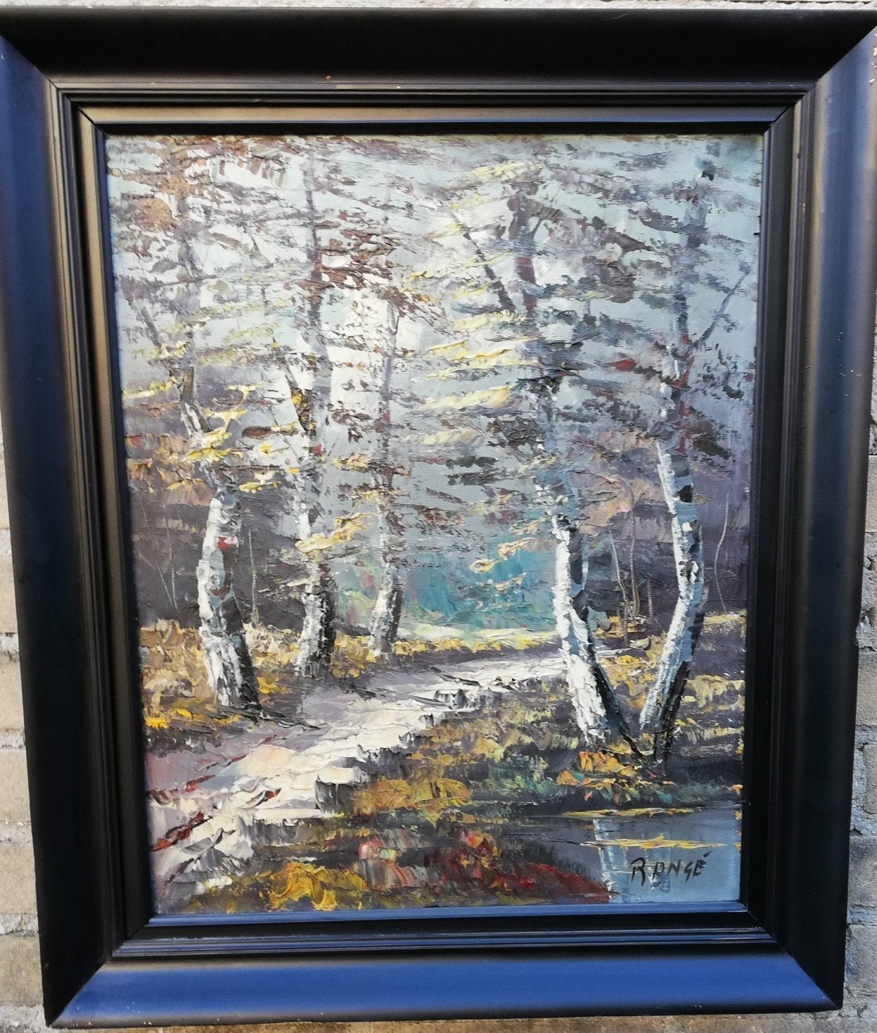 Rangé, Berkenbos. Impasto. Olie/doek. 50/60 cm., Antiek en Kunst, Ophalen