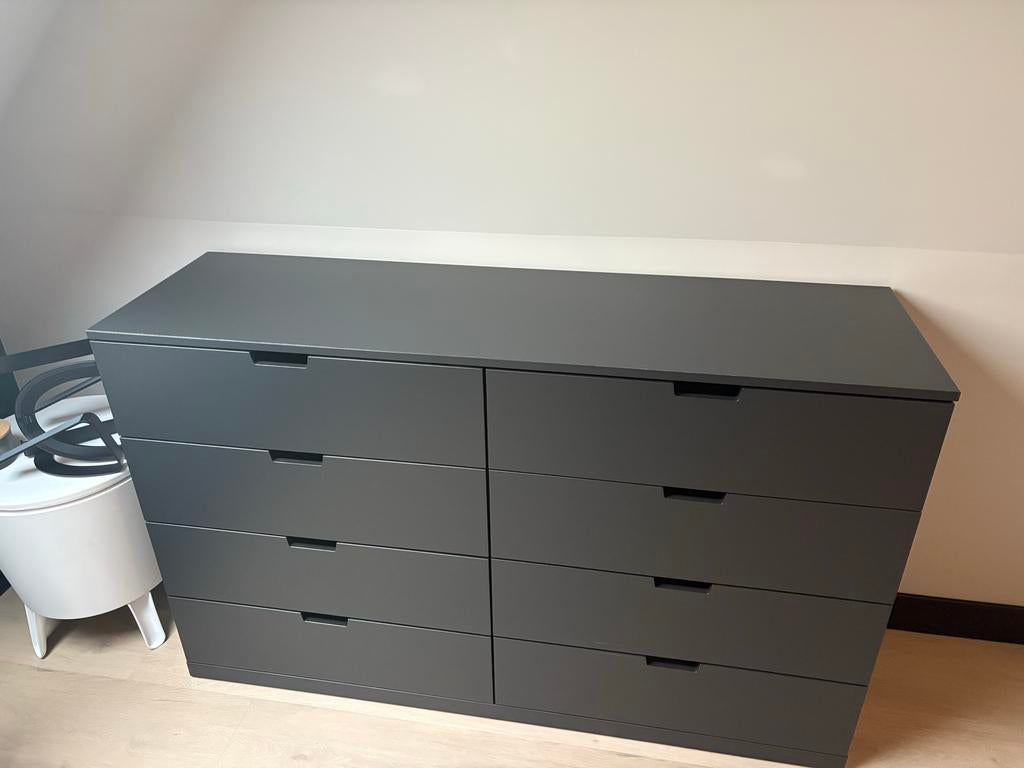 Ikea Nordli ladekast 8 lades antraciet 160x99cm, Ophalen, Gebruikt, 5 laden of meer, 150 tot 200 cm