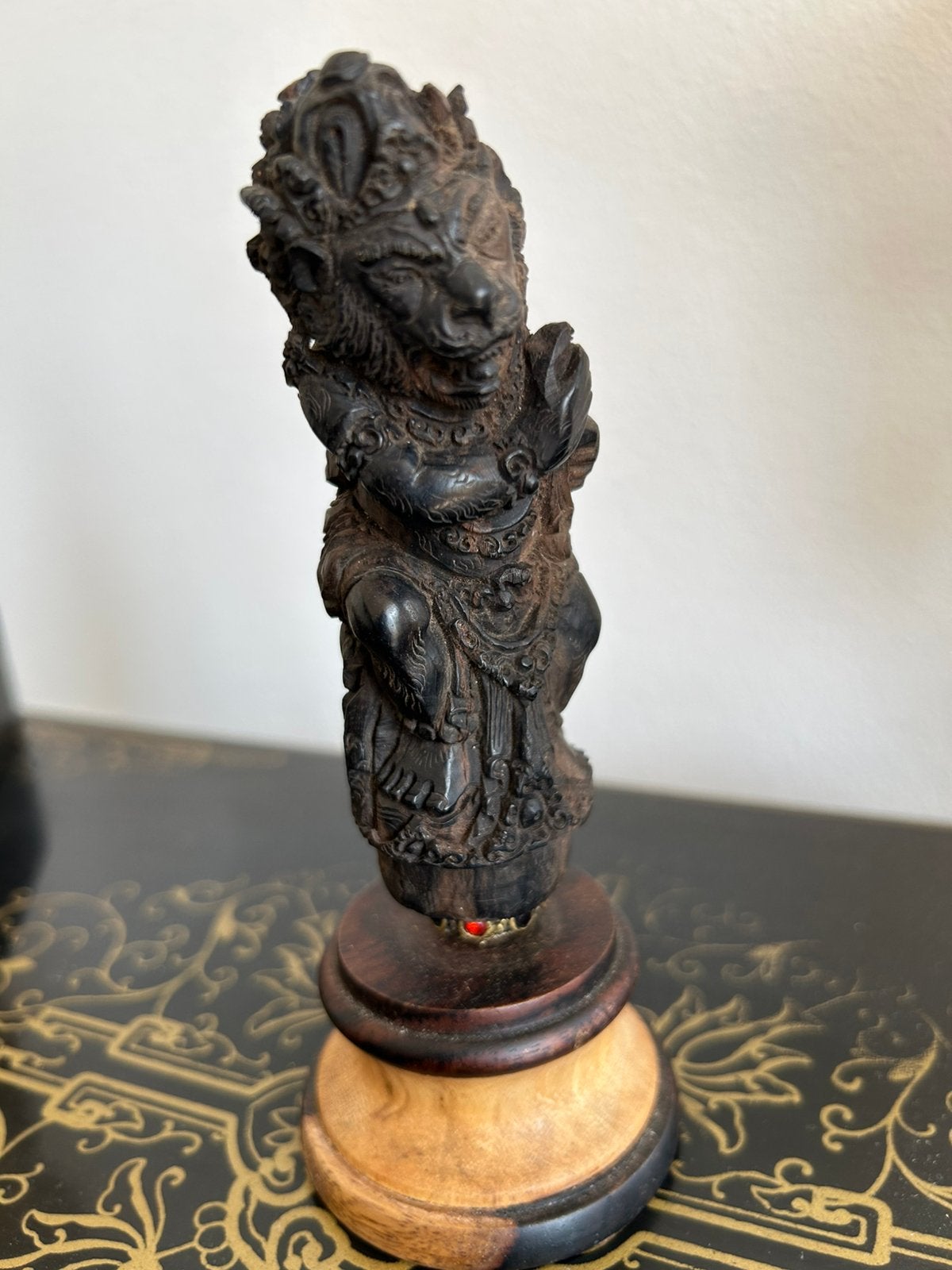 Antieke handgesneden Balinese kerisgreep van Areng hout., Antiek en Kunst, Ophalen of Verzenden