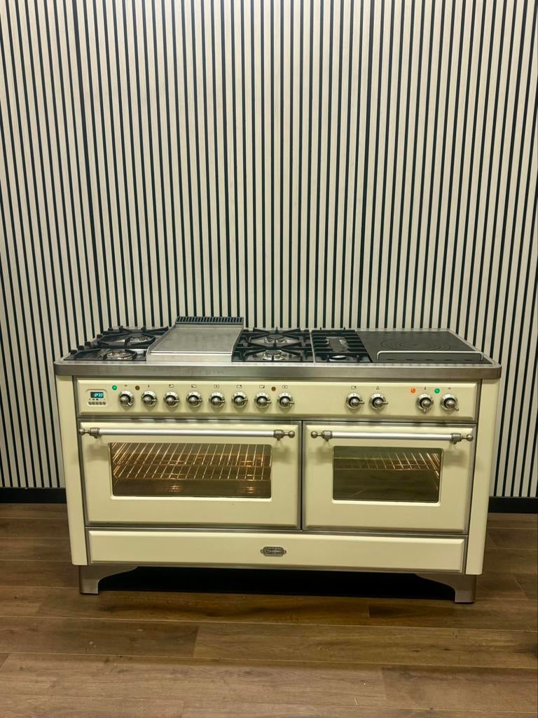 Luxe Fornuis Boretti Majestic 7 pits Incl. Afzuigkap 150 cm, Fornello Esperta, Grill, Ophalen of Verzenden, Zo goed als nieuw