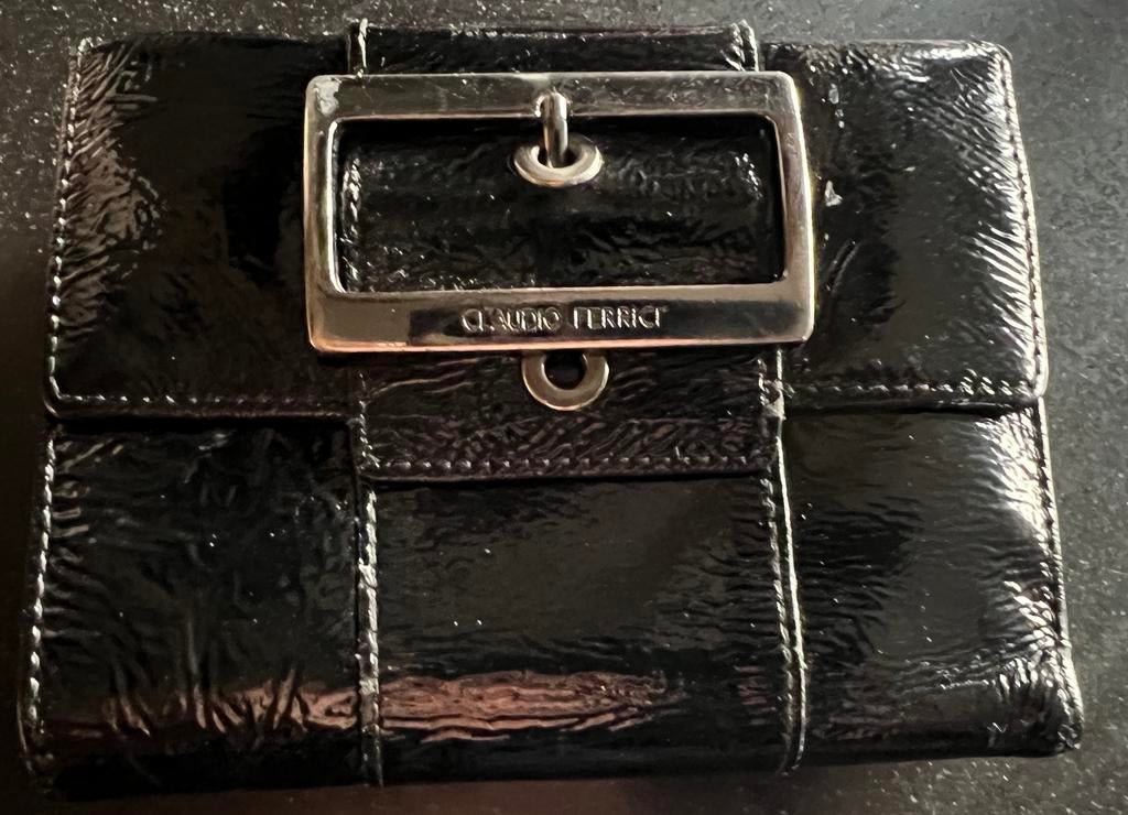 Claudio Ferrici zwarte lakleren portemonnee, Sieraden, Tassen en Uiterlijk, Portemonnees, Zo goed als nieuw, Overige merken, Zwart