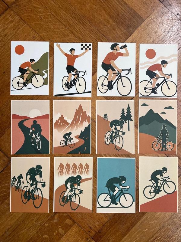 Wielrennen – set van 12 kunst kaarten A6, Overige typen, Wandkunstkaarten.nl, Ophalen of Verzenden, Wandkunstkaarten.nl
