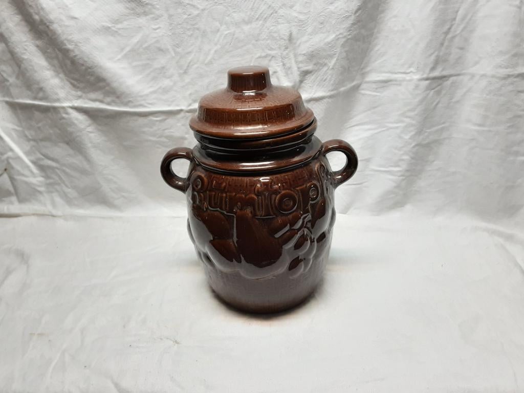 Authentieke Rumtopf Pot met Deksel, Antiek en Kunst, Antiek | Keramiek en Aardewerk, Ophalen of Verzenden