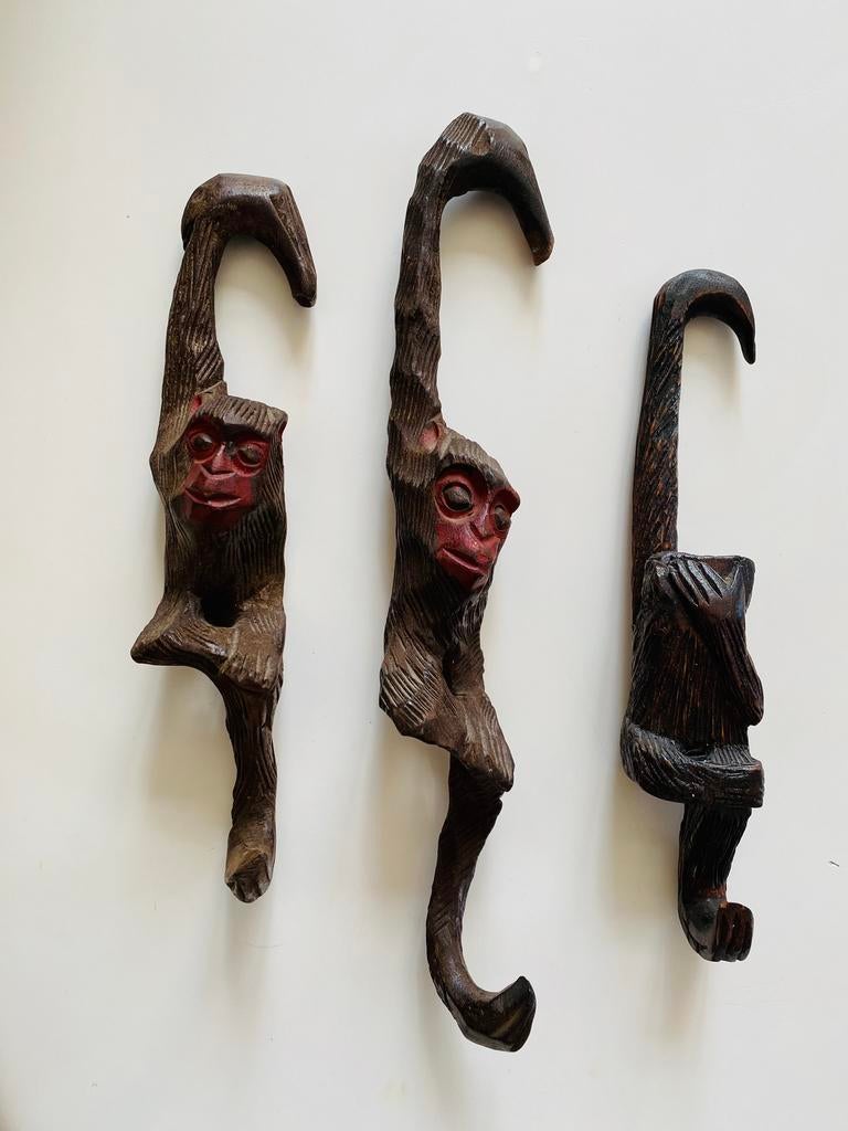 Houten Black Forest aapjes (3) hangers, Ophalen of Verzenden