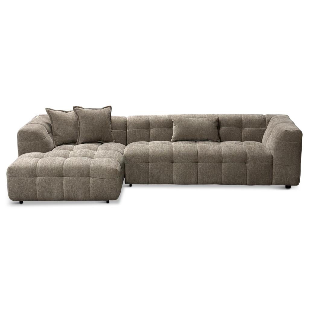 hoekbank vakken bank stof taupe Super aanbieding!!!, Huis en Inrichting, Banken | Bankstellen, Nieuw, Vierpersoons of meer, 250 tot 300 cm