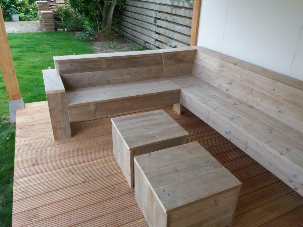 Nieuw Hoekbank steigerhout, Tuin en Terras, Tuinsets en Loungesets, Ophalen of Verzenden, Nieuw, Steigerhout