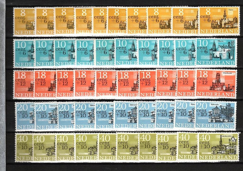 nvph 842-846 zomerzegels 1965 10 maal postfris, Postzegels en Munten, Postzegels | Nederland, Ophalen of Verzenden, Na 1940, Postfris
