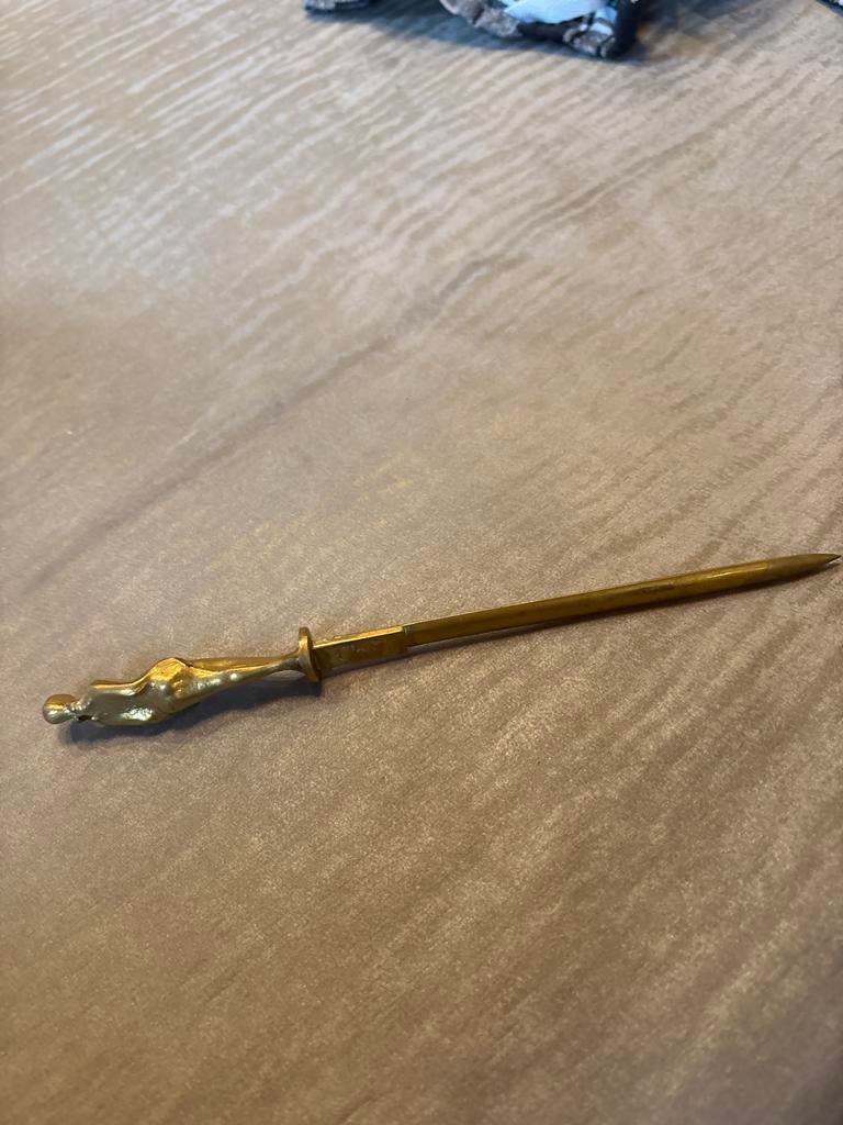 Vintage briefopener van brons, Ophalen of Verzenden, Brons