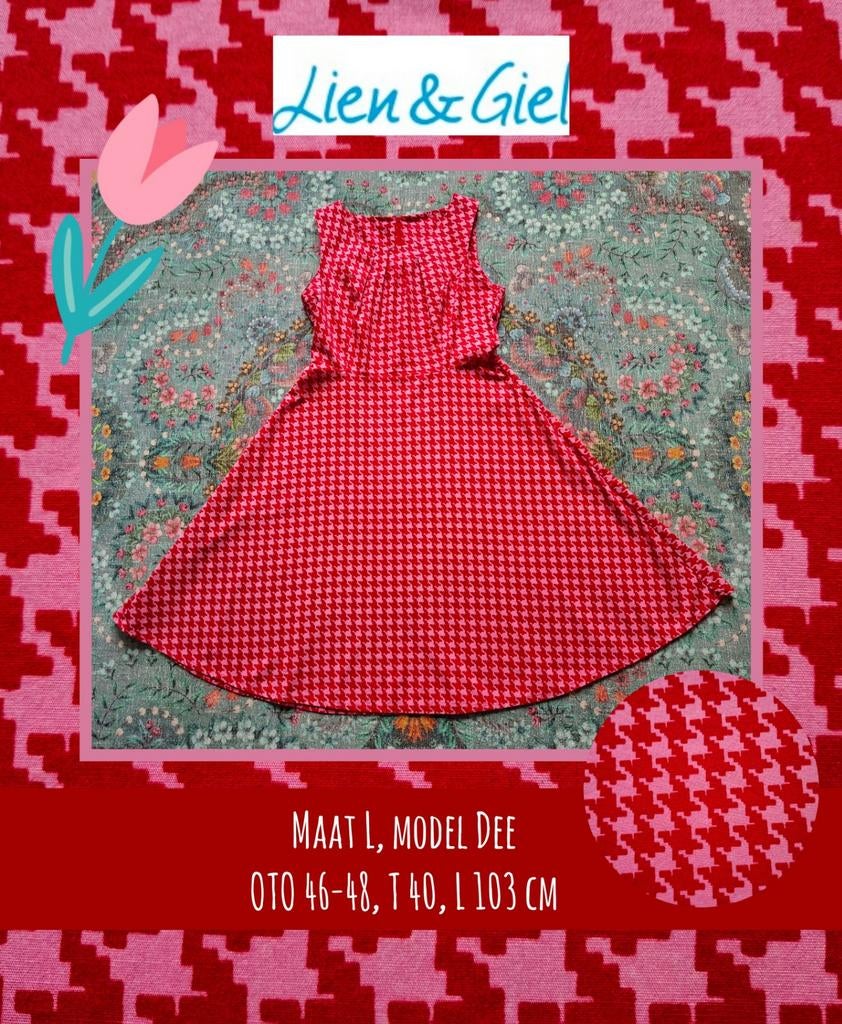 Lien en Giel jurk Dee houndstooth, L=M, zgan, Verzenden, Maat 42/44 (L), Zo goed als nieuw, Knielengte