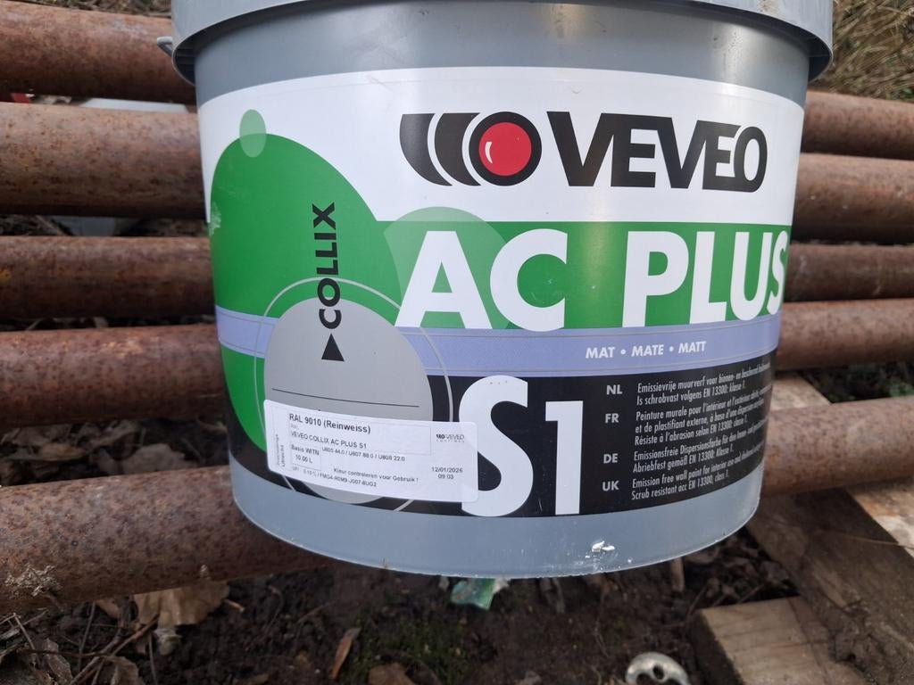 Latex veveo, 10 tot 15 liter, Ophalen of Verzenden, Nieuw, Wit