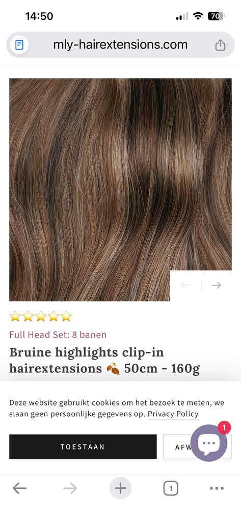 MLY Bruin Highlights Clip Extensions 50cm - NIEUW!, Ophalen of Verzenden, Nieuw, Pruik of Haarverlenging