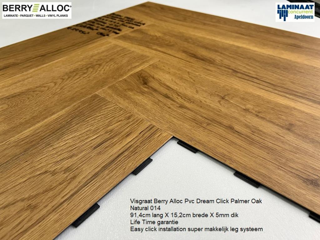 Visgraat Pvc Click Palmer Oak Natural 014 Dream click Pro, Bruin, 75 m² of meer, Nieuw, Laminaat