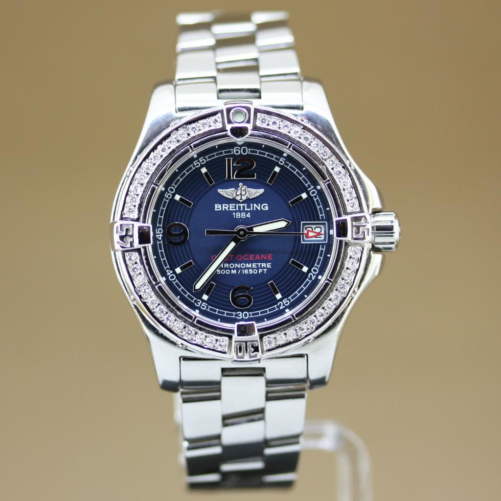Breitling Colt Oceane diamonds A77380, Sieraden, Tassen en Uiterlijk, Horloges | Dames, Overige merken, Staal, Gebruikt, Staal
