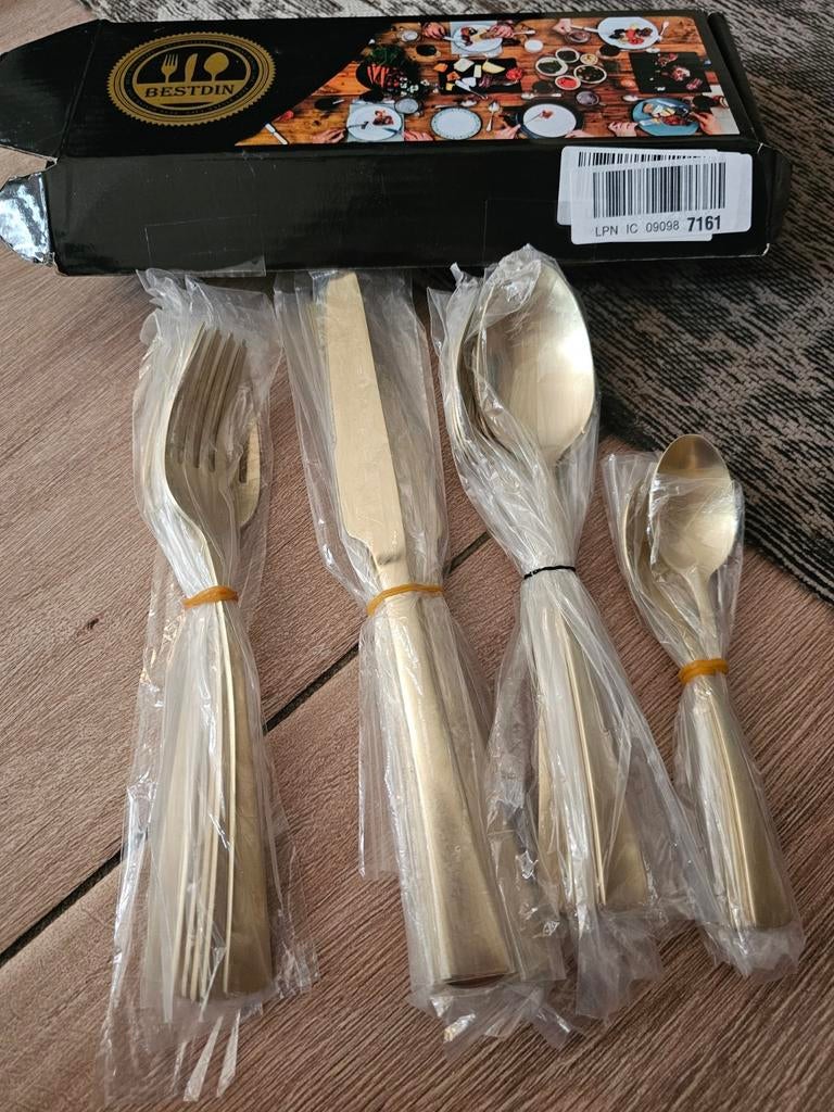 Bestdin Bestekset 24-delig Goudkleurig Nieuw, Nieuw, Ophalen of Verzenden, Rvs of Chroom, Vaatwasserbestendig