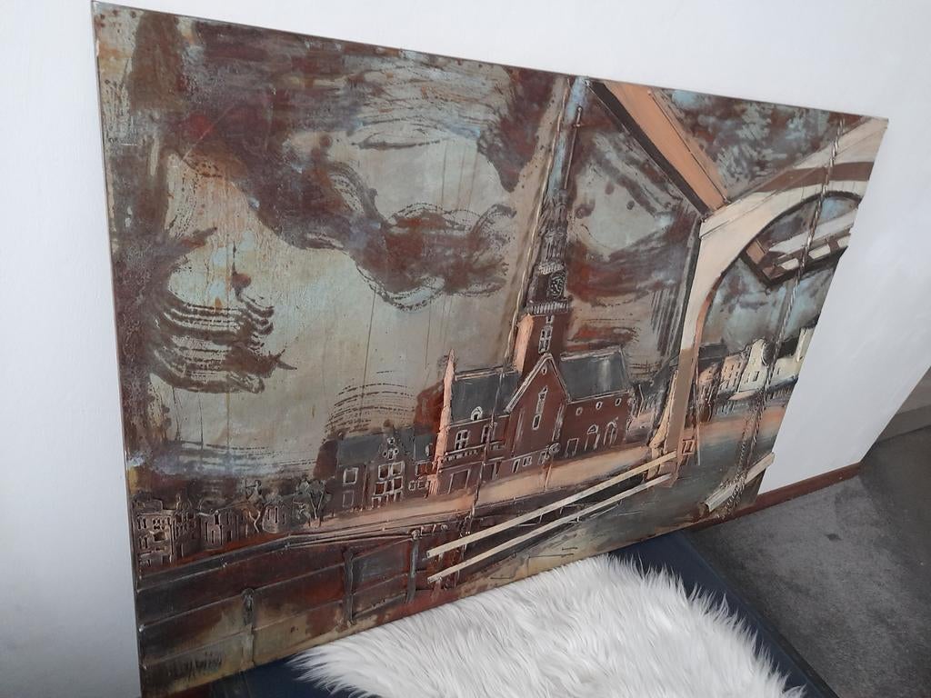 Mooi 3D Metalen Schilderij - 120x80cm, Antiek en Kunst, Ophalen