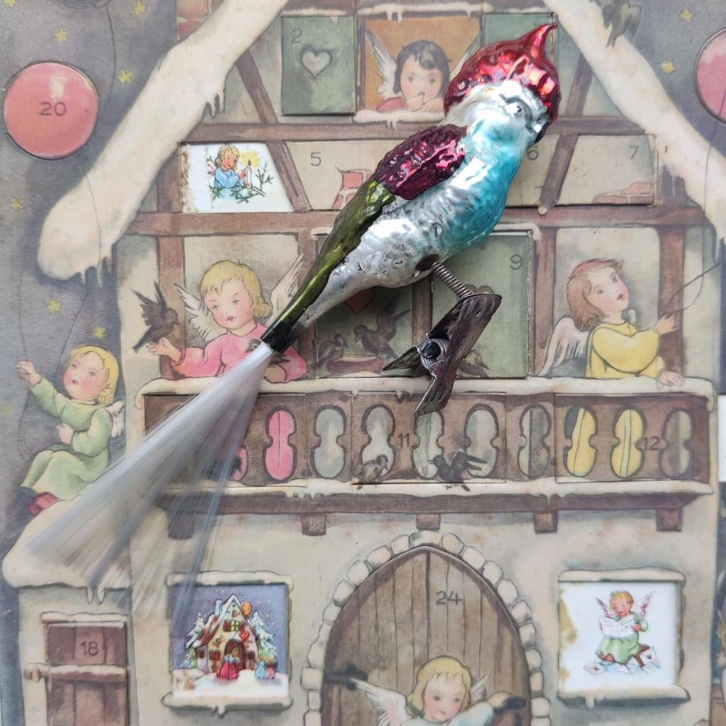 Oude kerstvogel op knijper, Ophalen of Verzenden