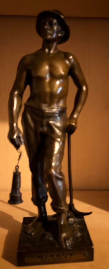 IN PRIJS VERLAAGD Brons beeld, Mineur, Adrien Étienne Gaudez, Ophalen of Verzenden