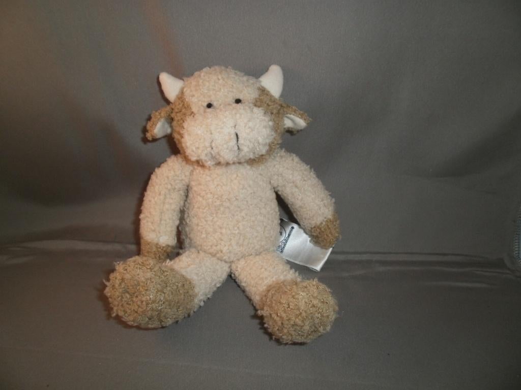 koe la Cleef toys wollig bruin/crème 20 cm hoorns velours, Kinderen en Baby's, Ophalen of Verzenden, Zo goed als nieuw, Koe