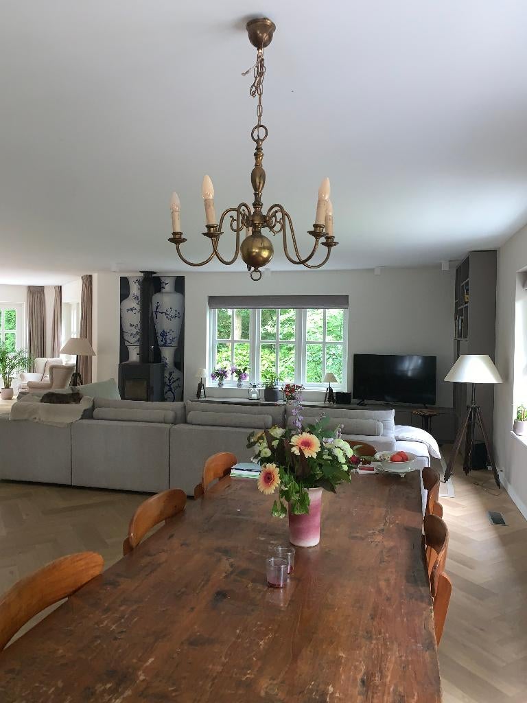 Kroonluchter koper 5-armig, Huis en Inrichting, Lampen | Kroonluchters, Gebruikt, Metaal, Ophalen of Verzenden