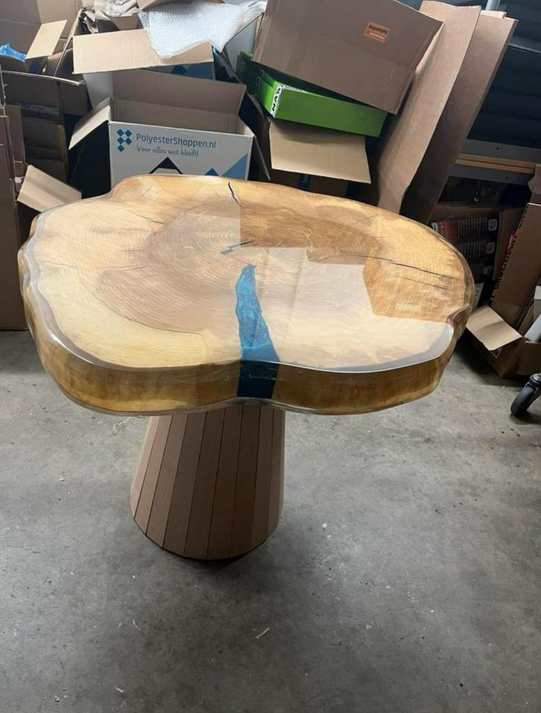 Iepen epoxy tafelblad, Ophalen, Epoxy gegoten boomstam, Nieuw, 50 tot 100 cm