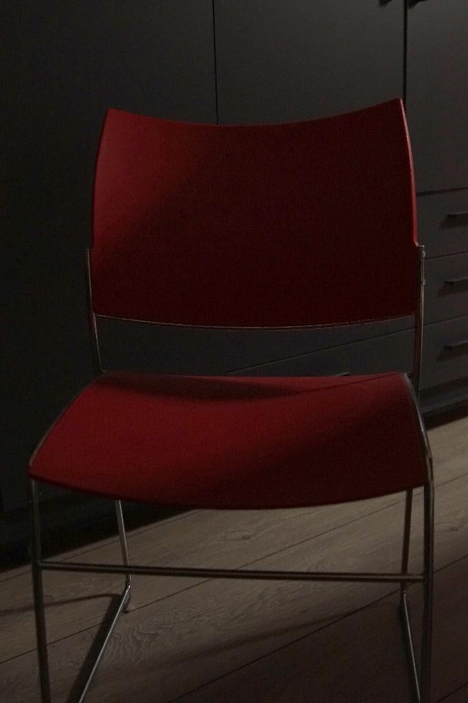 projectstoel rood, Ophalen, Gebruikt