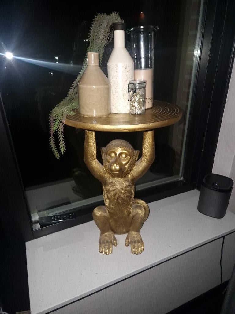 Apen bijzettafel - Gouden accent, Minder dan 55 cm, Rond, Nieuw, Ophalen of Verzenden