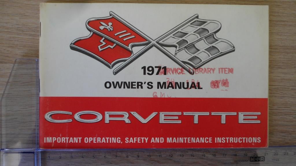 1971 Corvette original Owner's Manual., Auto diversen, Handleidingen en Instructieboekjes, Ophalen of Verzenden