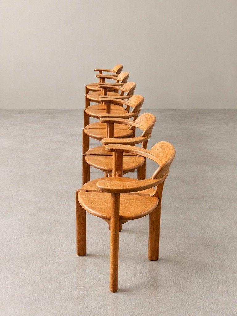 6 x Brahlstorf Design stoelen, jaren 70, Gebruikt, Twee, Bruin, .