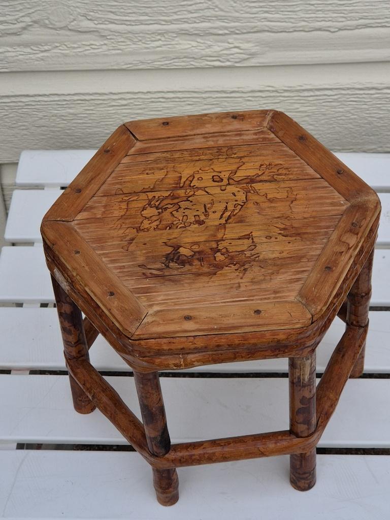 Vintage - Bijzettafeltje - Plantentafeltje - Chinees -Bamboe, Minder dan 45 cm, Minder dan 55 cm, Gebruikt, Ophalen of Verzenden