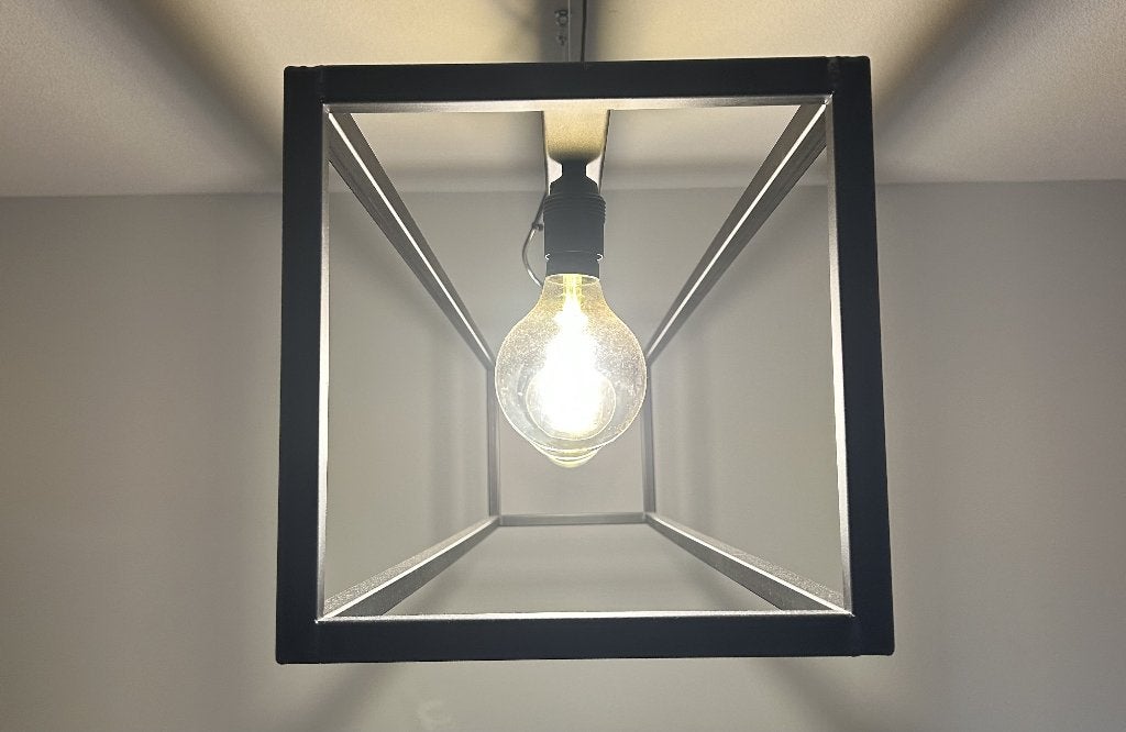 Industriële Zwarte Stalen Hanglamp 5-Lichts | Eettafel Lamp, Ophalen, Zo goed als nieuw, Urban industrieel, Minder dan 50 cm