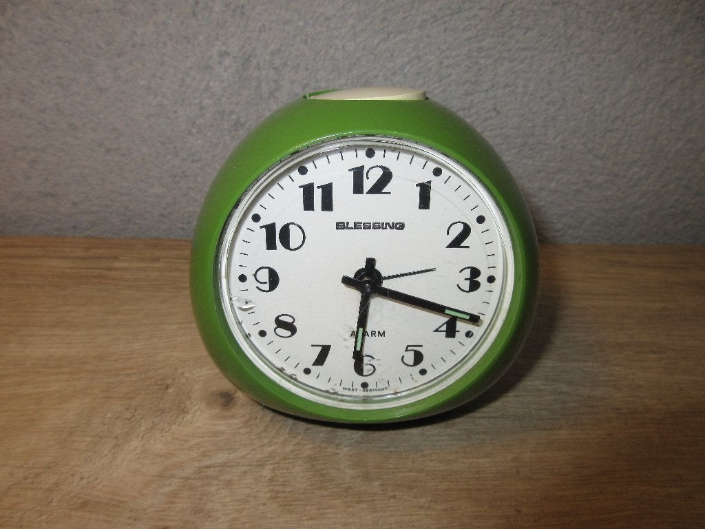 Vintage groene Blessing wekker space age, Ophalen of Verzenden, Gebruikt