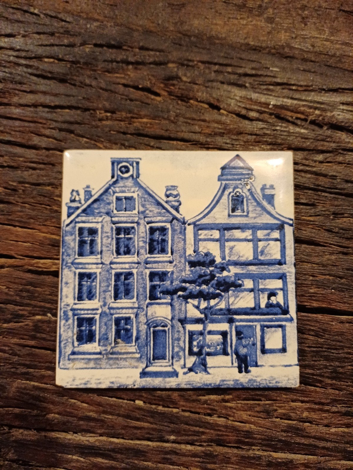 KLM Business Class Delfts Blauw Tegeltje Grachtenpand, Ophalen of Verzenden