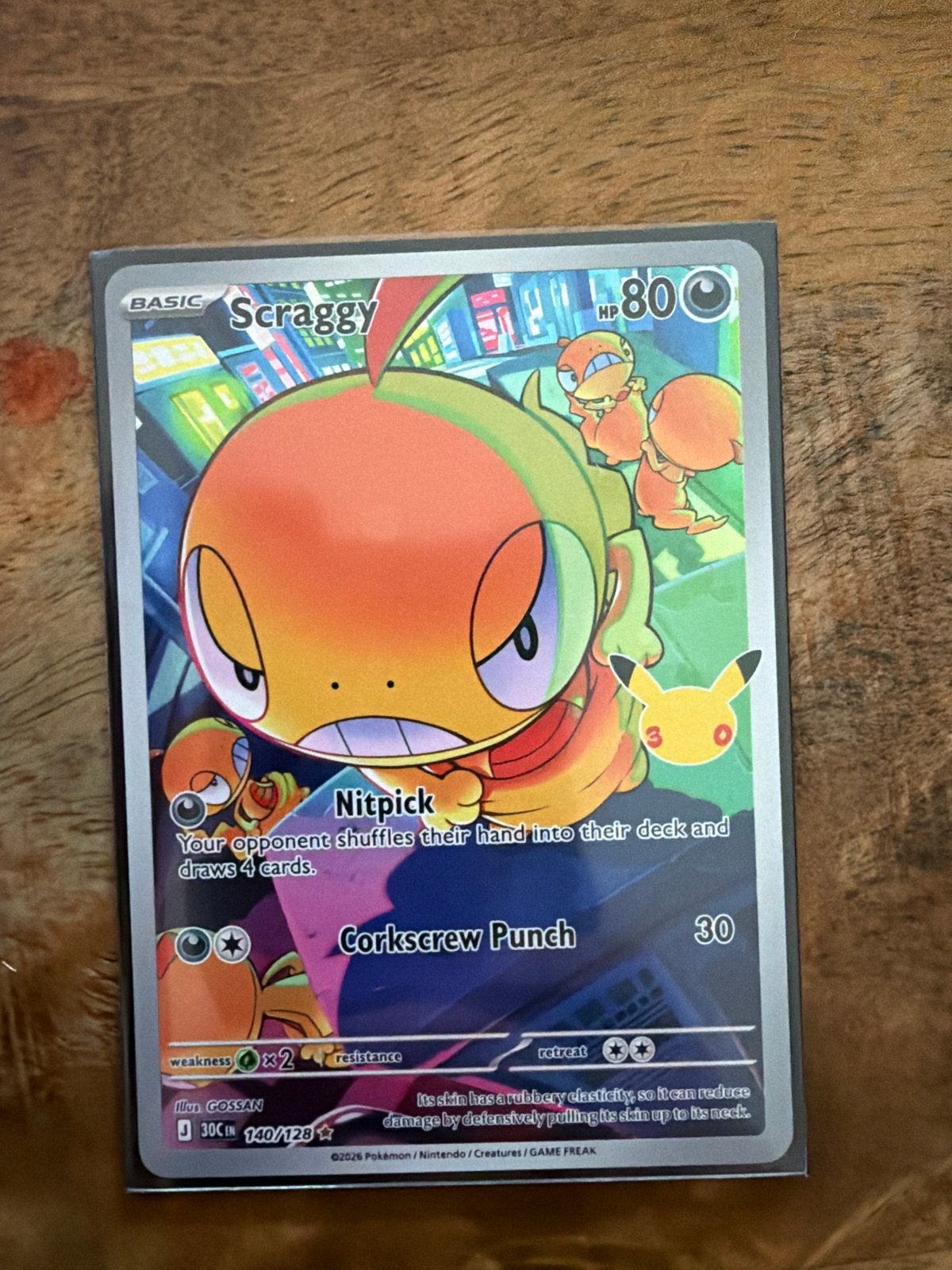 Scraggy Pokémon Kaart - Celebrations 140/128, Ophalen of Verzenden, Nieuw, Losse kaart