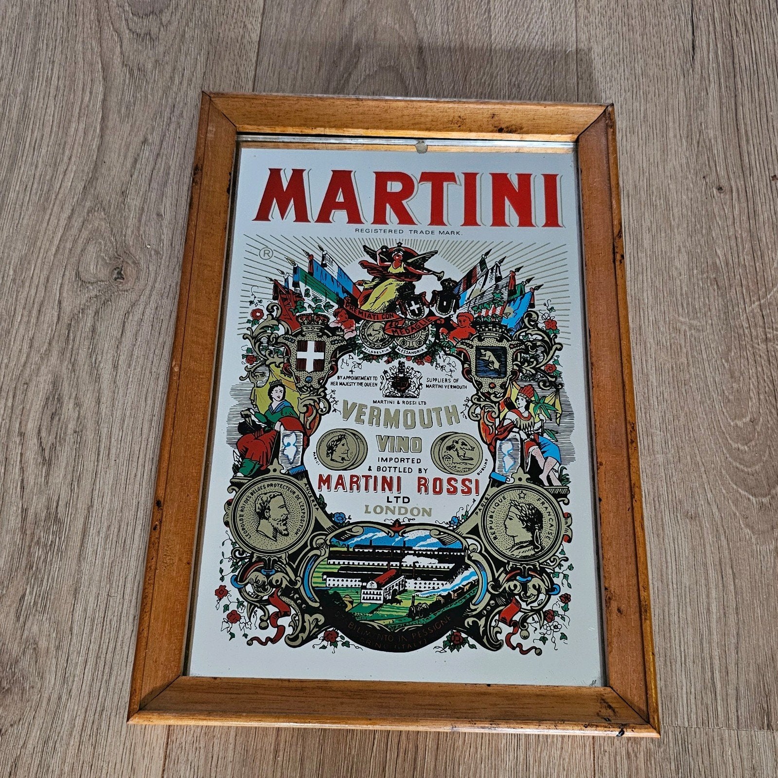 Vintage Martini Rossi spiegel - Vermouth reclame, Antiek en Kunst, Ophalen of Verzenden