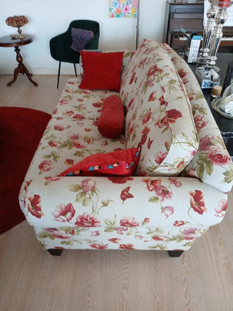 Bloemenprint 2-zitsbank - Romantisch en Comfortabel, Romantisch, Klassiek, Bloemenprint, Tweepersoons, 75 tot 100 cm, Ophalen of Verzenden
