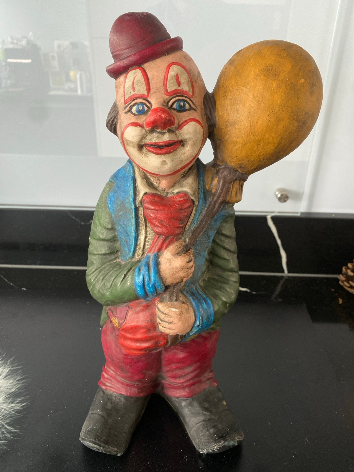 Vintage Clown Beeld met Ballon - Decoratief Figuur, Ophalen of Verzenden, Gebruikt, Mens