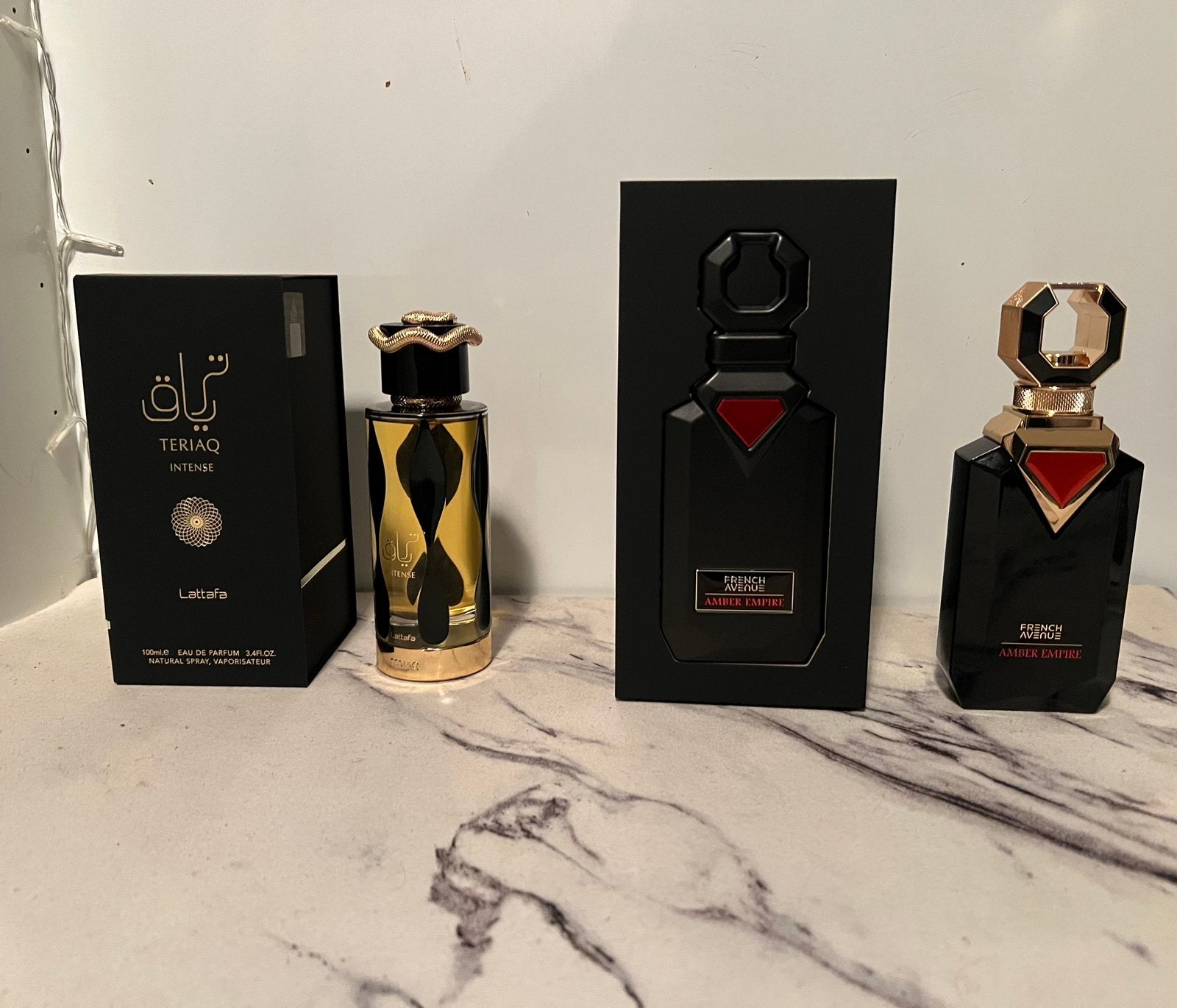 Lattafa Teriaq intense, French Avenue Amber Empire, Sieraden, Tassen en Uiterlijk, Ophalen, Zo goed als nieuw