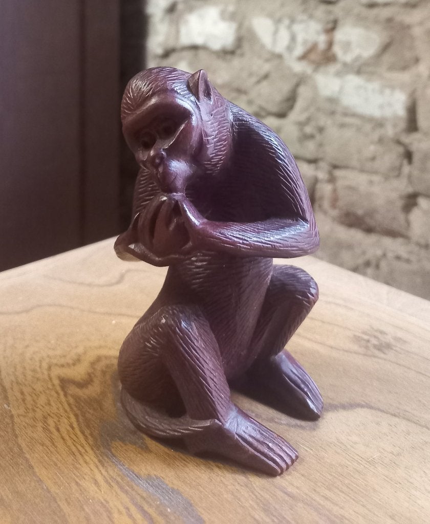 Mooi gesneden houten Aapje (tropische houtsoort), Houtsnijwerk, Minder dan 20 cm, Art deco, Ophalen of Verzenden