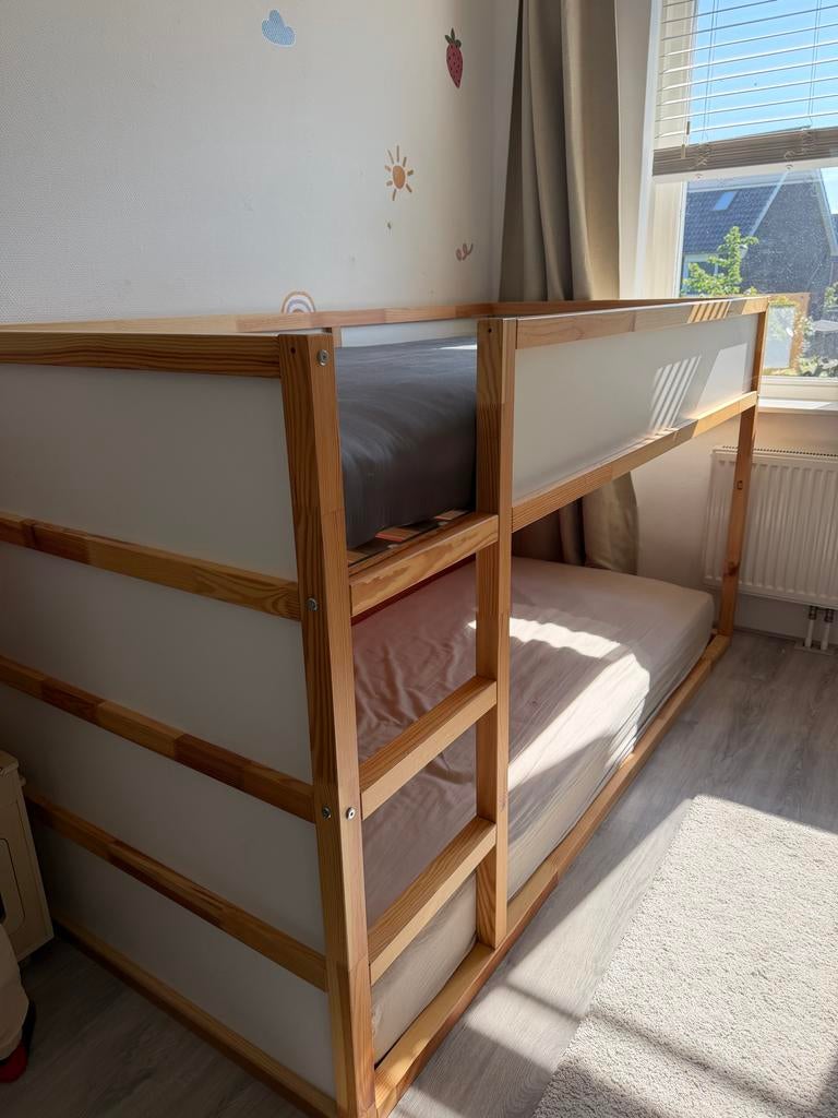 IKEA KURA Keerbaar bed wit/grenen 90x200 cm, Ophalen, Zo goed als nieuw, Halfhoogslaper