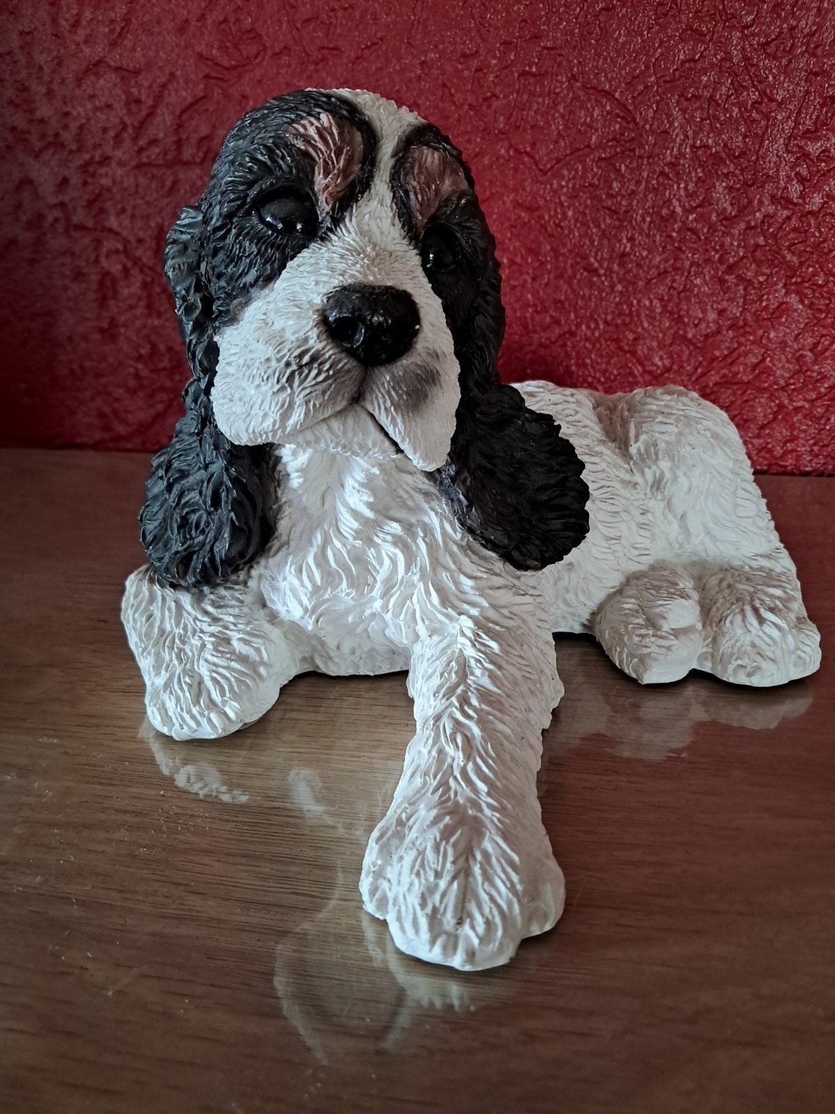Vintage zwart-witte Cocker Spaniel puppy beeldje., Verzamelen, Ophalen of Verzenden, Zo goed als nieuw, Dier
