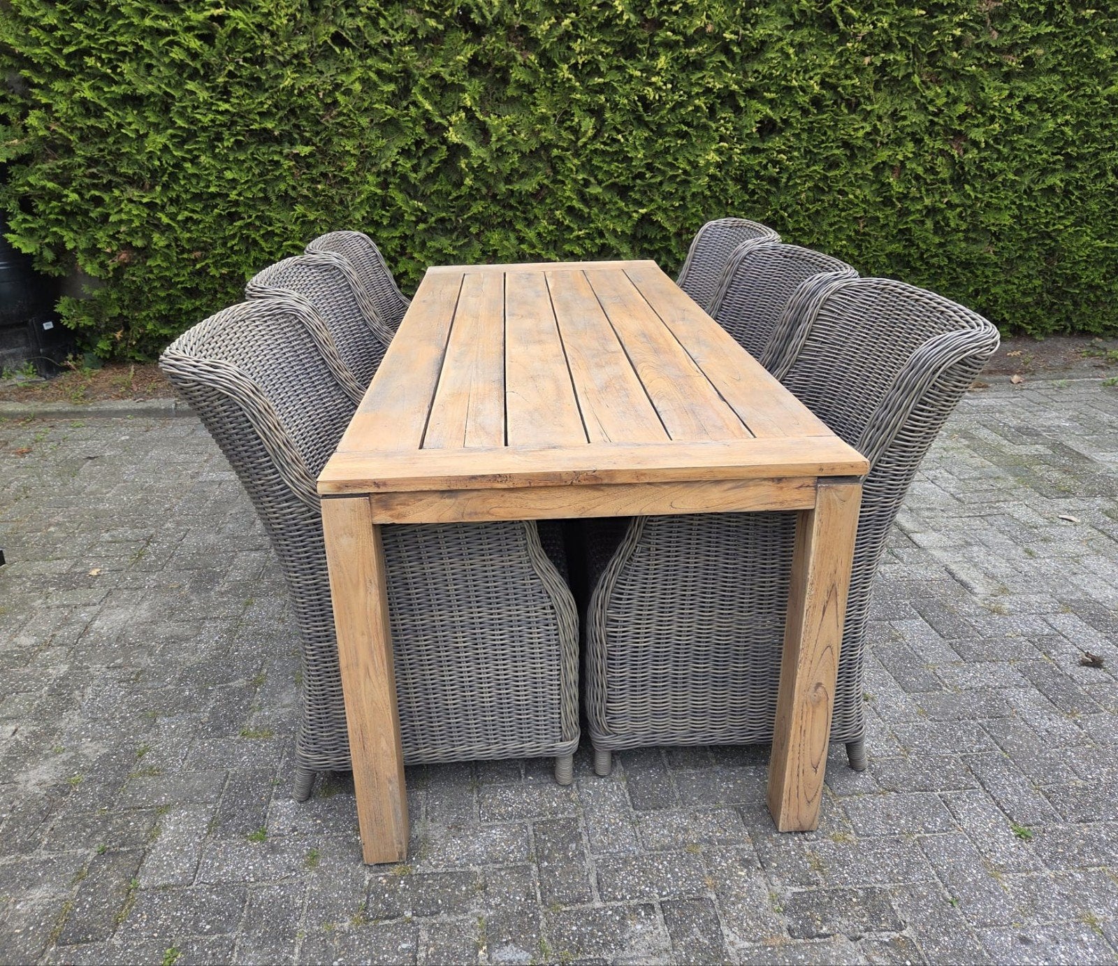 Tuinset 6 stoelen met hardhouten tuintafel, Tuin en Terras, Ophalen, Gebruikt