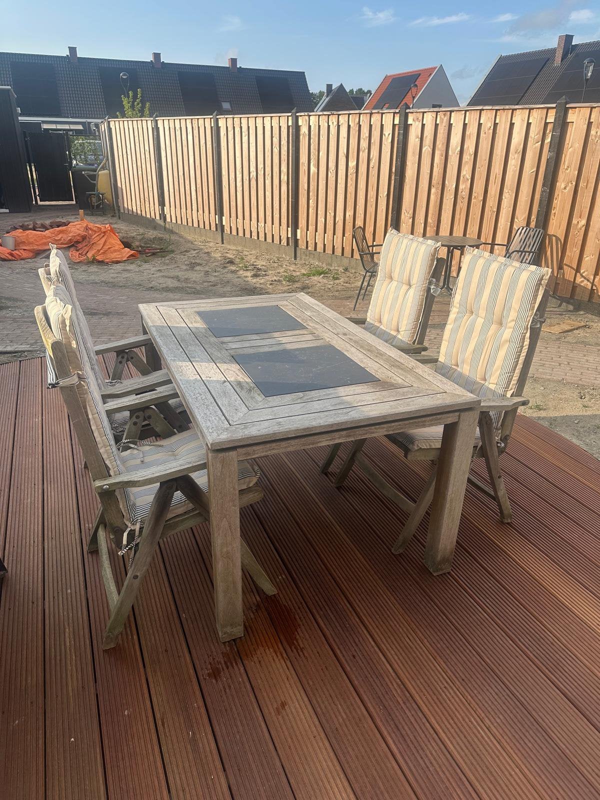 Houten tuinset, Ophalen, 4 zitplaatsen, Gebruikt, Tuinset