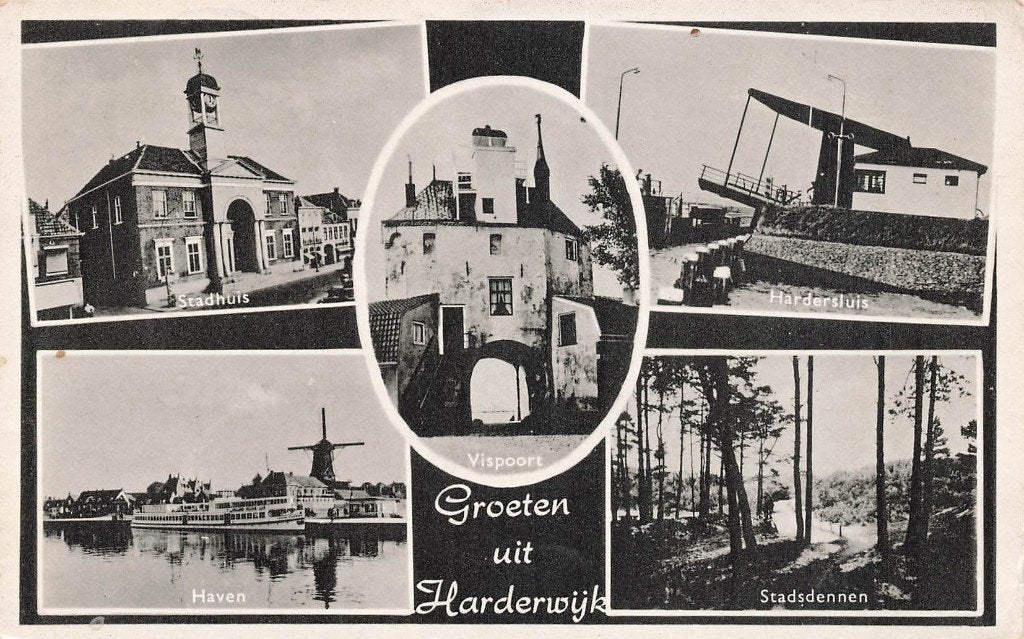 Groeten uit Harderwijk, Verzamelen, Ansichtkaarten | Nederland, Ophalen of Verzenden, 1940 tot 1960, Gelopen, Gelderland